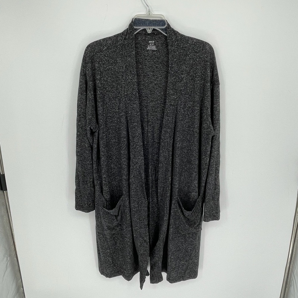 Aerie Women's Charcoal Gray Open Front Longline Pocket Cardigan Size M